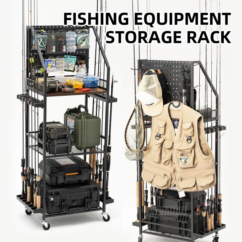 Fishing Rod Rack - Visuitrusting-opbergrek, hengel- en molenrek, visgerei-opbergorganizer voor