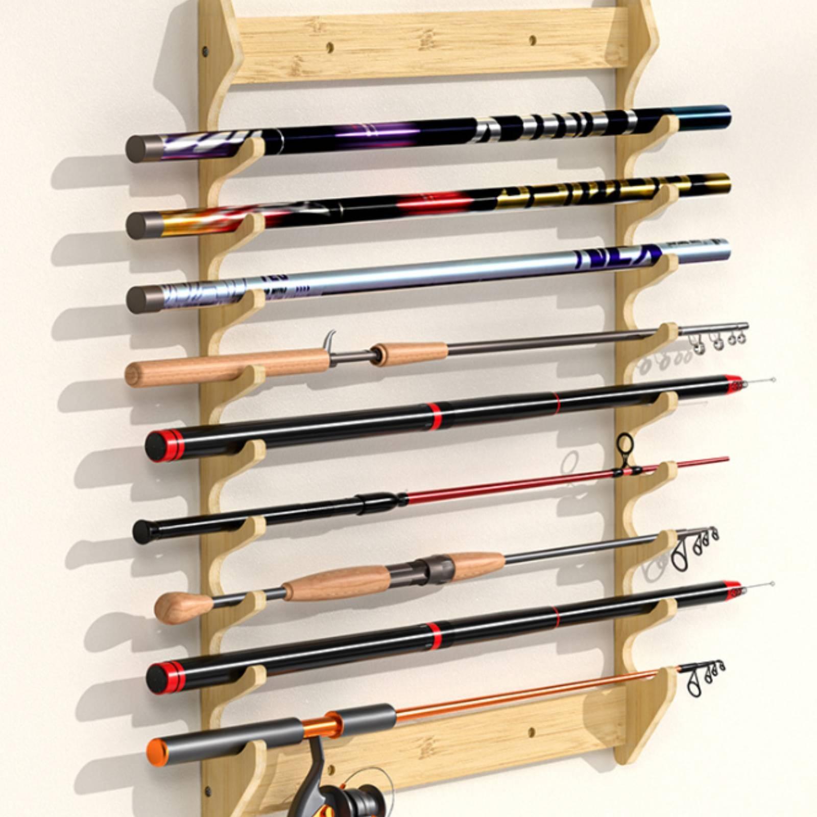 Fishing Rod Rack - Bamboe hengelhouder wandbeugel opbergstandaard voor hengels